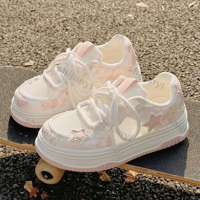 Модные женские кроссовки на платформе Новые сетчатые дышащие увеличивающие рост Повседневная обувь Легкие удобные на шнуровке Нескользящая спортивная обувь