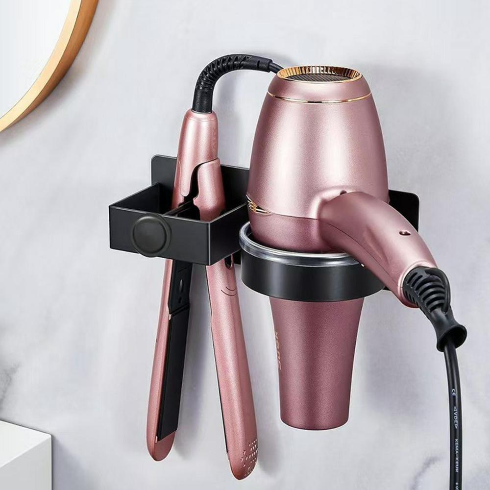 Hair Dryer Holder Wall Mount No Drill Bathroom Organizer for Hairdryer/Straightener/Curling Iron Storage Rack