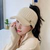 Yousheng Женская бейсболка с удлиненным козырьком, пустая сверху, однотонная вязаная шапка, утолщенная плюшевая шапка из искусственного кроличьего меха