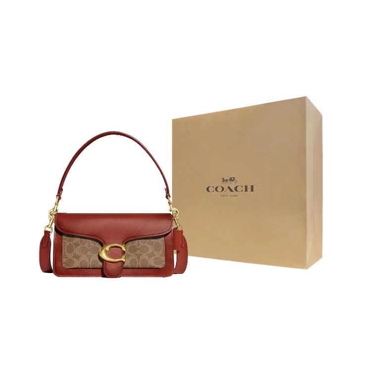 Coach Tabby 20 Classic Monogram Print Metal C Logo Snap Closure Coated Canvas And Calfskin Handheld Shoulder Crossbody Bag Small CM569-B4NQ4