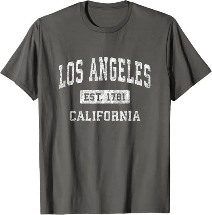 Мужская футболка Los Angeles California CA Винтажный Спортивный Дизайн Установлен Летняя Мода Винтажная Футболка с Круглым Вырезом Мужчины Женщины