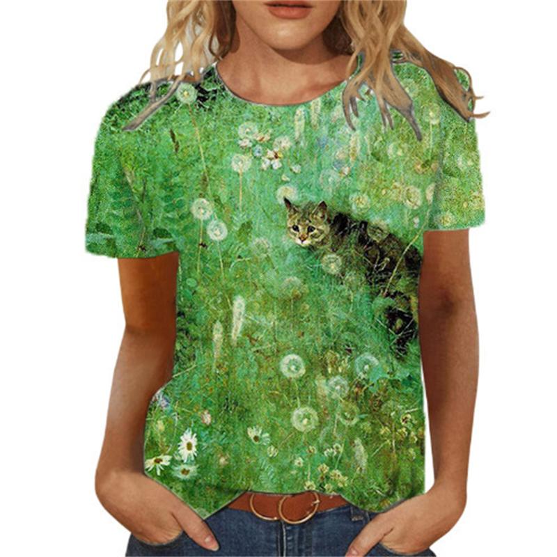 Летняя женская футболка с цветочным 3d принтом, женские модные футболки с цветочным узором, новые эстетические топы, футболка большого размера для девочек