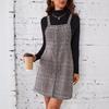 European & American Women's Plaid Overall Dress with Zipper and Pockets - Spring/Autumn Fashion