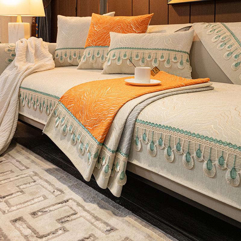 Affordable Luxury Style Modern High-End Leather Sofa Cushion High-Grade Four Seasons General Fabrics Non-Slip Cover Cover Towel