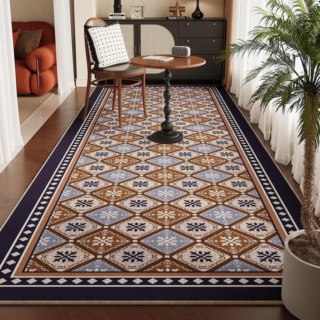 Balcony Carpet Non-slip Floor Mat Long Runner Rug Living Room Bedroom Carpets American Retro Style Brown Home Decoration Rugs