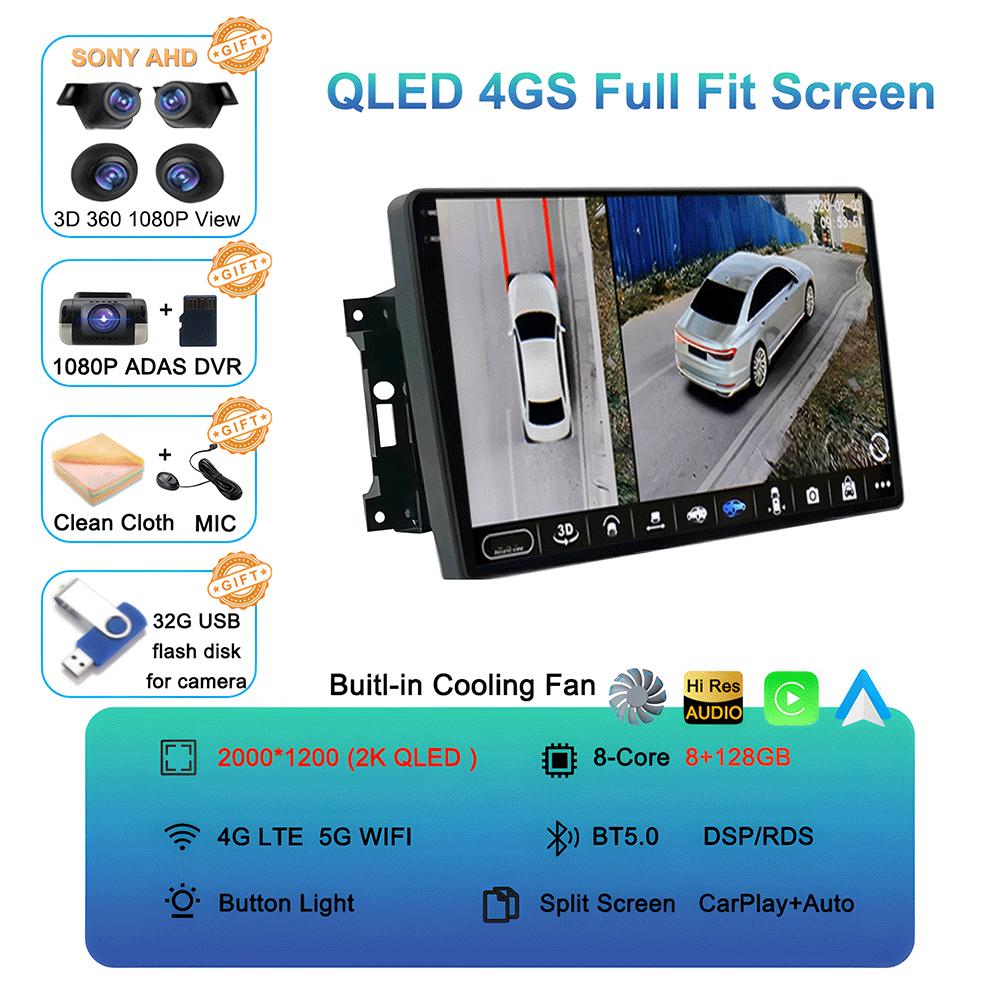 Android 14 автомобильный радиоприемник QLED GPS навигация мультимедийный проигрыватель для Jeep Compass/Commander/Grand Cherokee/Wrangler/Liberty AutoRadio