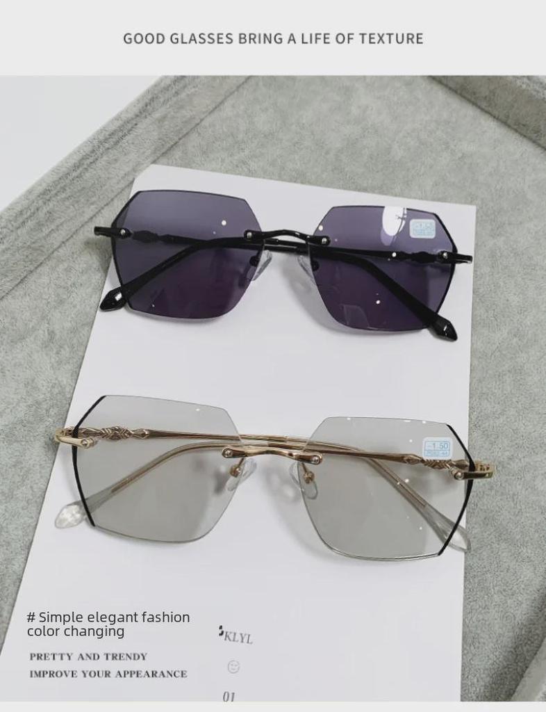 Женские фотохромные очки без оправы с защитой от синего света для близорукости и макияжа