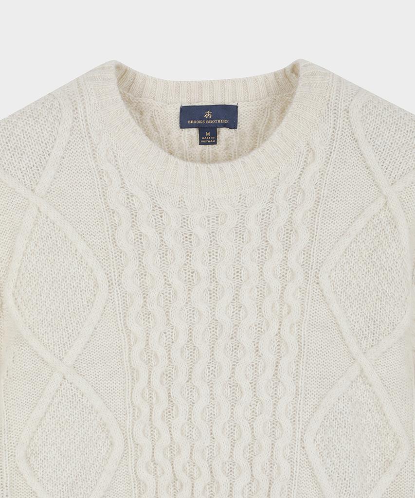 BROOKS BROTHERS Aran Cable Sweater (Ivory) (Bbwrmf4512Bew)