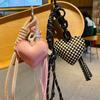 Heart-shaped Leather Key Chain Leather Exquisite Girls' Bag Accessory Light Luxury Pendant  DIY