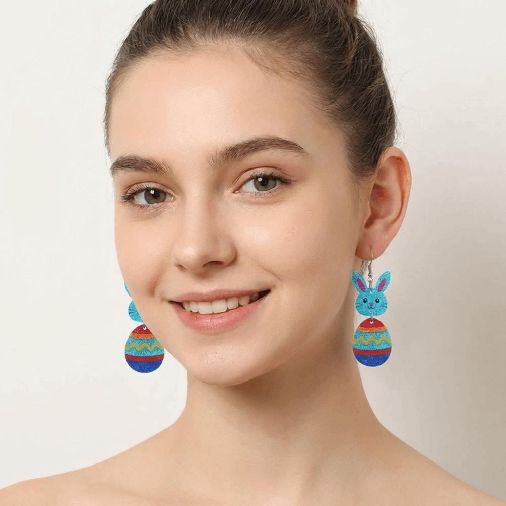 Acrylic Bunny Pendant Earrings Flower Easter Egg Dangle Earrings Easter Egg Earrings Gifts