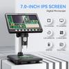 7 dyuymli IPS raqamli tanga mikroskopi 5MP 1200X o'ta aniq fokuslovchi kamera 1080P video mikroskop tanga sxemasi uchun 8 ta LED yorug'lik