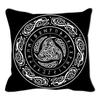 Funda de almohada con amuleto vikingo, cojín para sofá, decoración del hogar, funda geométrica en blanco y negro