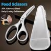 Kitchen Food Scissors Stainless Steel For Baby Food Cutting Toddler Feeding Aid Scissors with Case Baby Safety Tableware Health