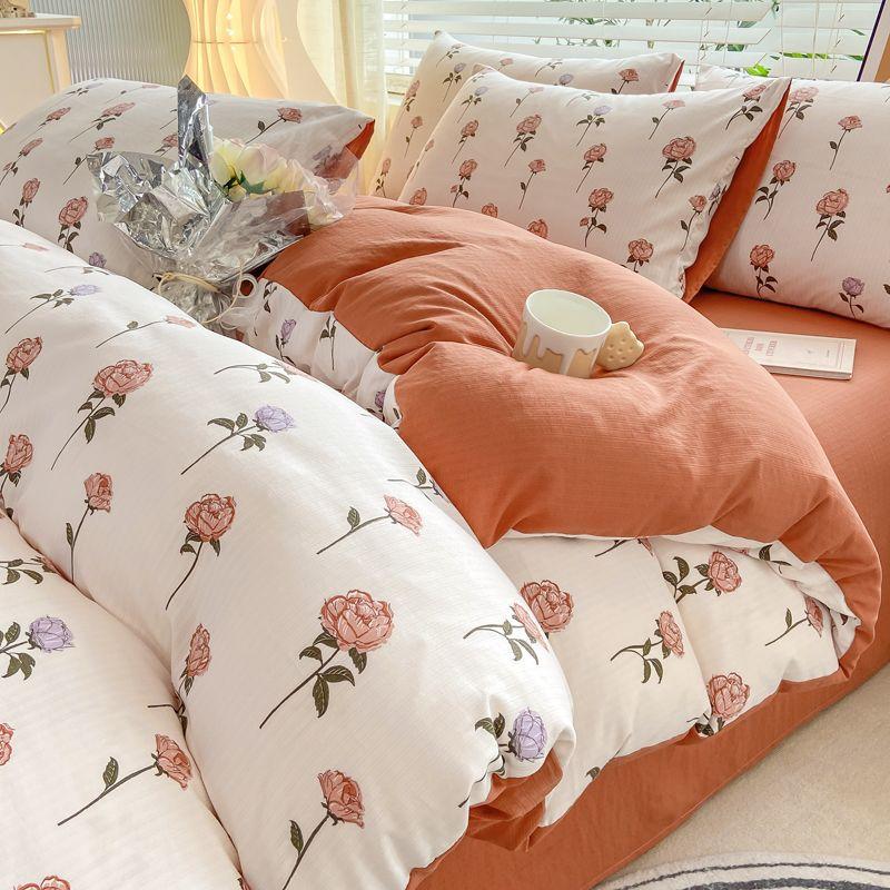 Супермягкий пододеяльник, четырехсекционная простыня для общежития, трехсекционная пряжа из мытого хлопка с двойным слоем