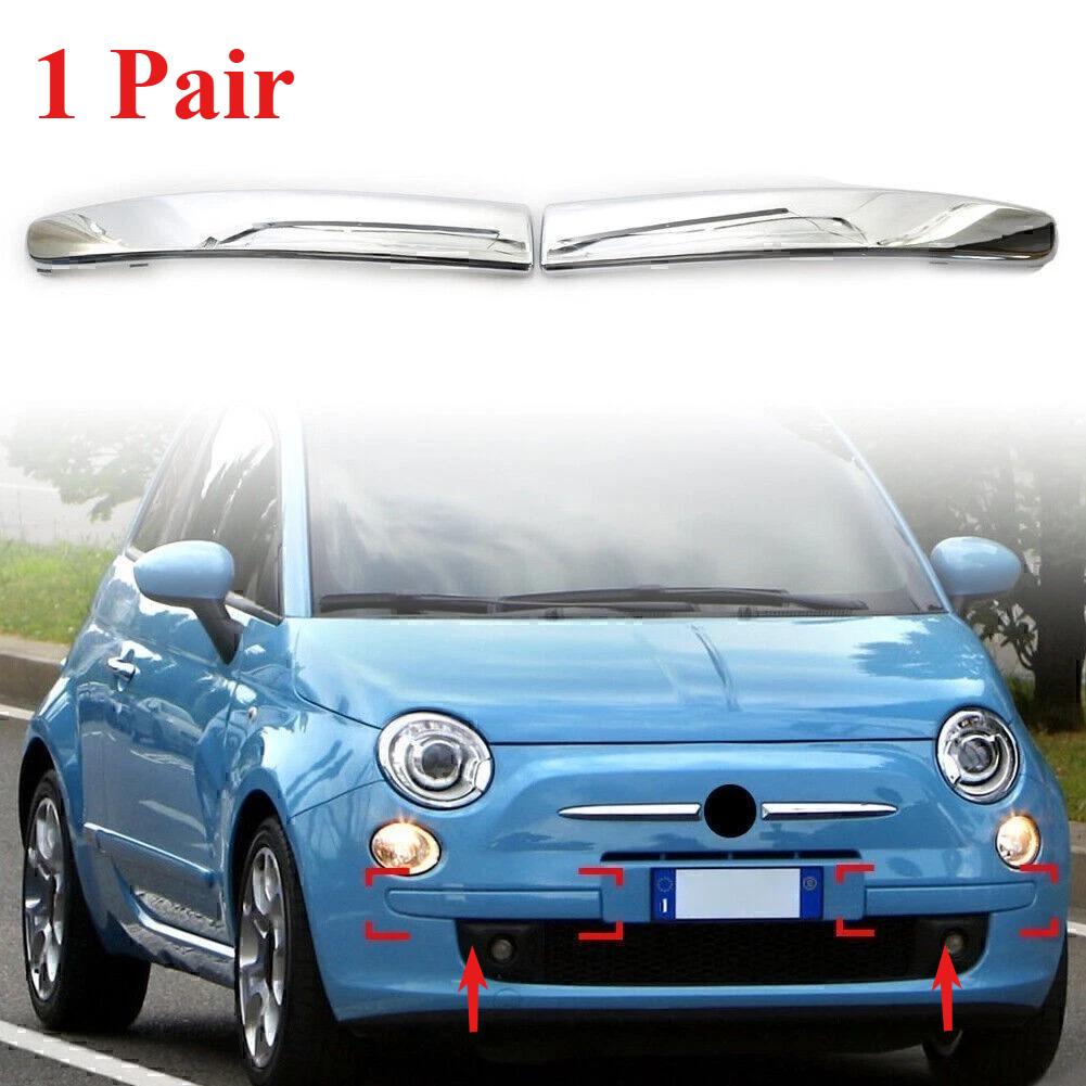 735455041 735455042 Pair Car Front Bumper Upper Molding Chrome Carbon Trim For FIAT 500 2008‑2015 Front Bumper Lower Grill Trim