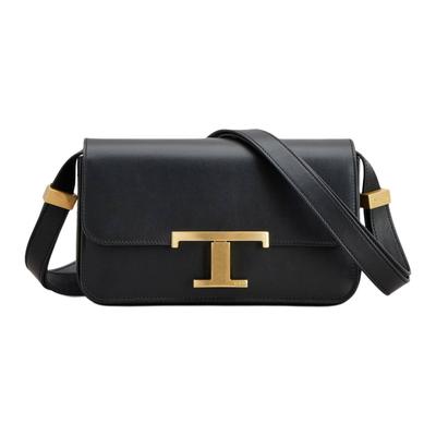 Tods Классическая сумка через плечо с замком-логотипом T из телячьей кожи Мини Женские сумки Черный XBWTTTC0000RORB999
