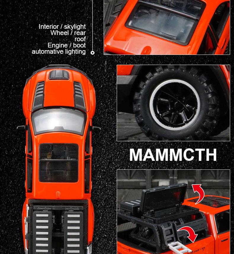 Zhongyuanxing 21024 Alloy Pull-back Off-road Pickup Toy with Sound and Light