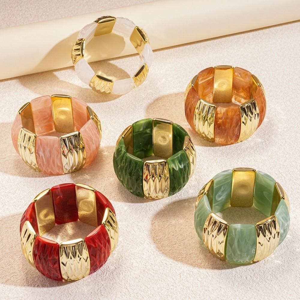 Bohemian Acrylic Bangle Smudging Retro Hand Ring Creative Irregular Wide Bracelet Decoration
