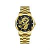 Luxury Round Quartz Rhinestone Dragon Dial Casual Wrist Watches Stainless Strap Fashionable Clock Waterproof Wristwatch for Men