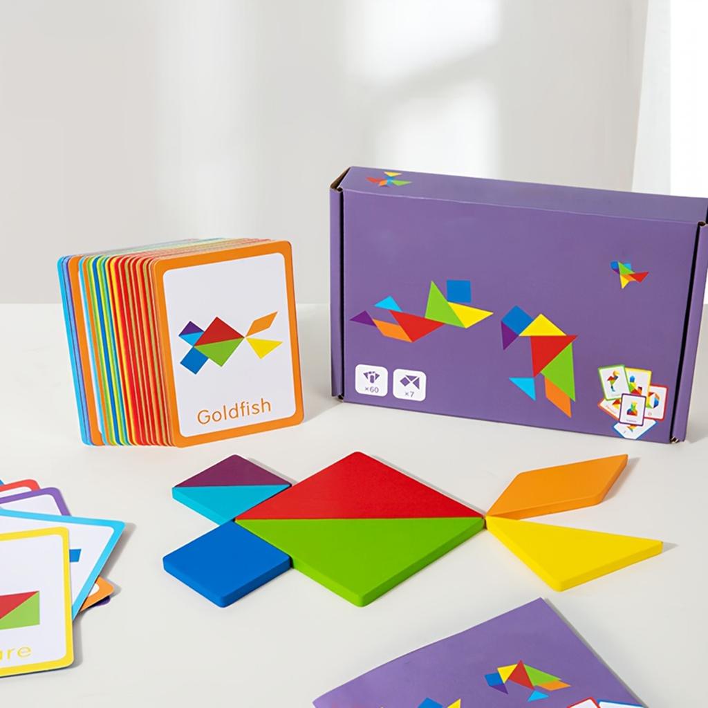 Wooden Tangram Puzzle Toys, Geometric Shape Toys, Parent Child Interactive Educational Toys, Holiday Gifts And Birthday Gifts.