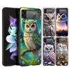Жесткий ПК чехол для телефона Samsung Galaxy Z Flip 7 6 5 4 Черная крышка для Galaxy Z Flip 3 Складной Ударопрочный Мультяшный Милый Сова Capas