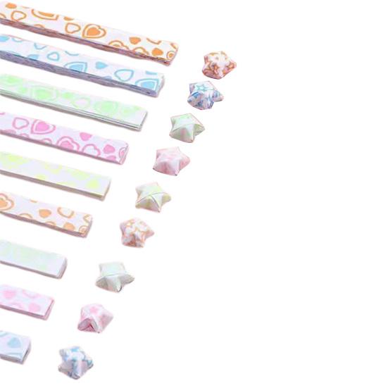 420 листов светящейся бумаги со звездами оригами, полоски разных цветов, двухсторонняя, легко складывающаяся бумага Lucky Star