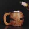 Stainless Steel Wooden Barrel Beer Mug Home Bar Drinkware