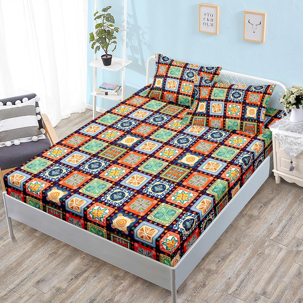 Bohemian Style Sheet Bed Mattress Protector Fashion Bedding Elastic Fitted Sheet Kids Adults Bed Cover Twin Full Queen King Size