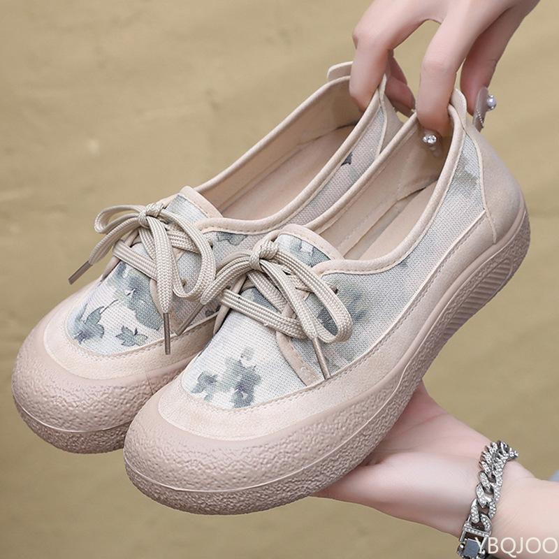 Spring and Autumn 2025 New Women's Single Shoes Thick Bottom Casual Comfortable Breathable Fisherman's Shoes Round Head Sneakers