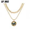 Korean Multilayer Butterfly Pendant Necklace Fashion Round Bead Chain Necklaces Women Jewelry Accessories Gift