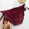 Тонкие прозрачные трусики на шнуровке с кружевными украшениями, сексуальные очаровательные однотонные женские трусы