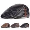 Unisex PU Leather Beret Hat Artist Hats Warm Cold Proof Caps Spring Autumn Outdoor Leisure Hats Travel Accessories for Women Men