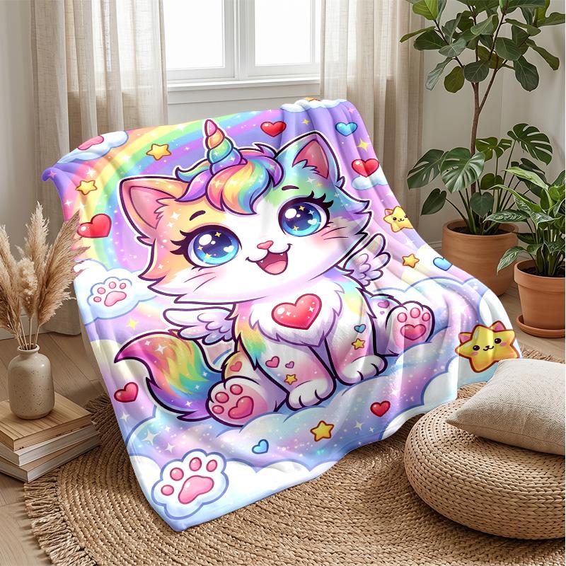 Rainbow Unicorn Fantasy Theme blanket Lightweight Warm Flannel Blanket Decorative Throw Blanket for Home Decoration