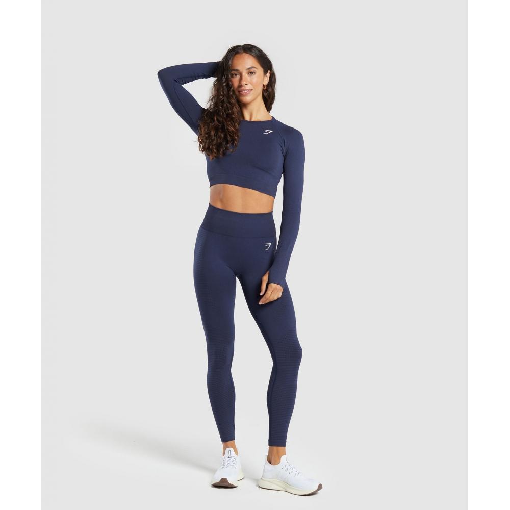 Gymshark Бесшовный укороченный топ Vital Heavy Blue Marl B1a3d Ucw7