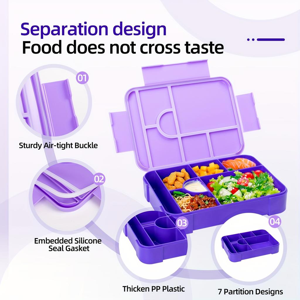 Large Capacity Bento Lunch Box Set with Leak-Proof Sealing Divided Fresh-Keeping Food Container with Fork Spoon for School Kids