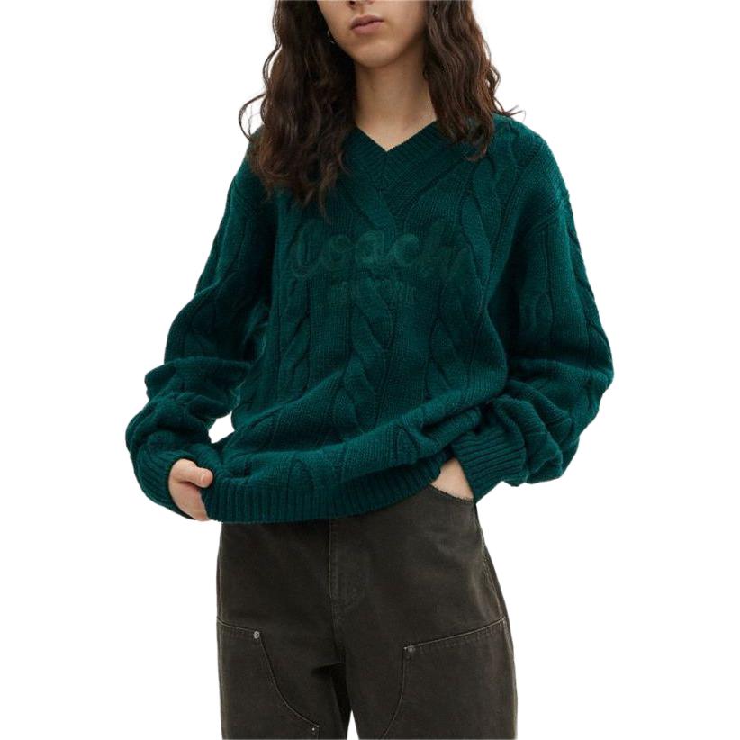 COACH Sweaters Unisex Green V-neck Moderate CP972-TV4