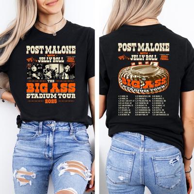 Футболка POST MALONE, Футболка The Big Ass Stadium Tour 2025, Футболка рэпера Jelly Roll.