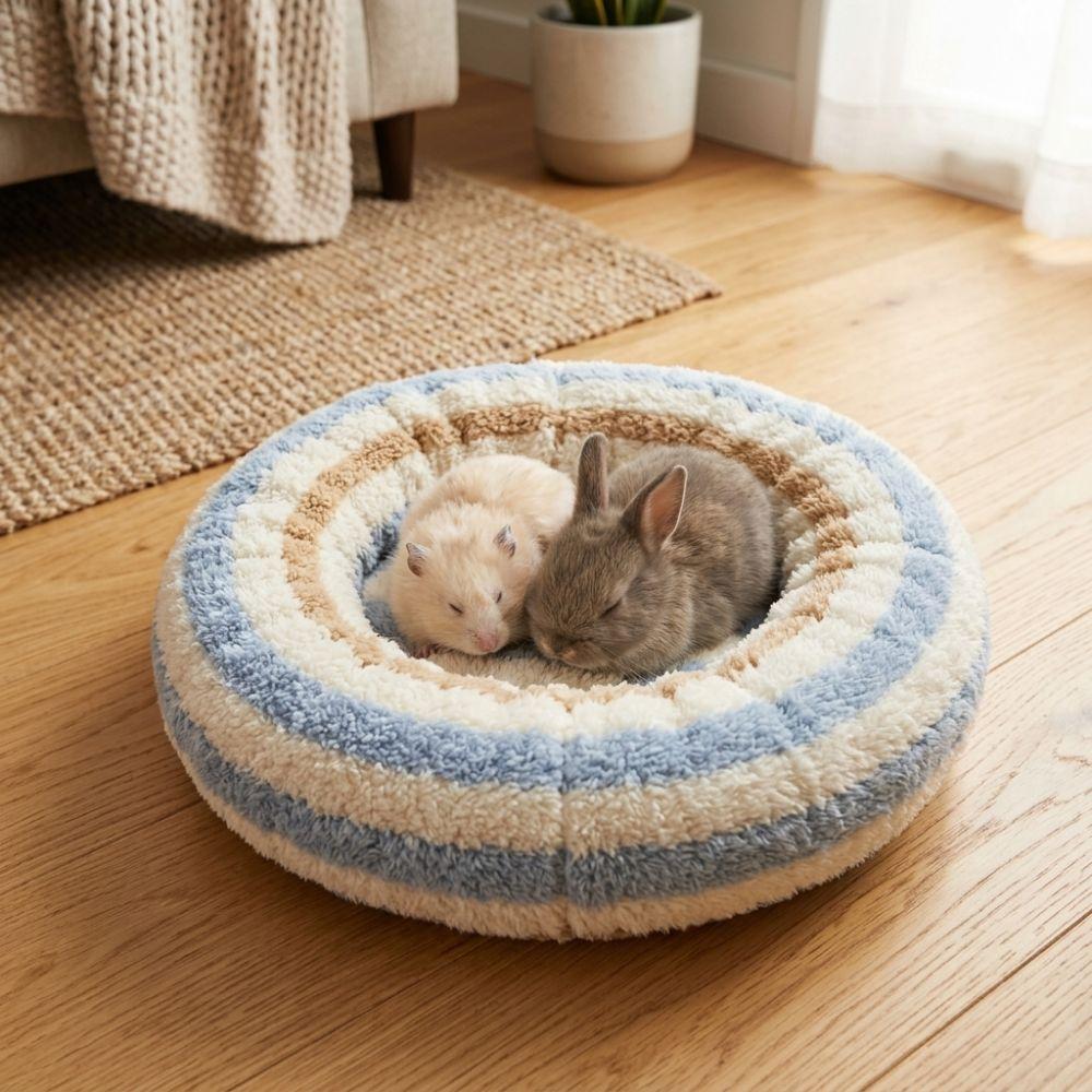 Thickened Fabric Hamster Round Plush Bed Soft Touch Bunny Warm Bed Pad  Home Decor