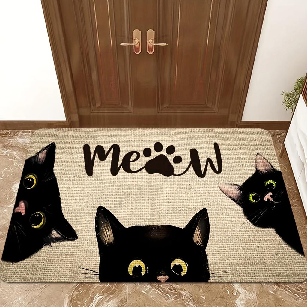 Cat's Sweet Home Pattern Mat Welcome Floor Decor Carpet Non-slip Easy To Clean Area Rug  Living Room Household Washable Doormats