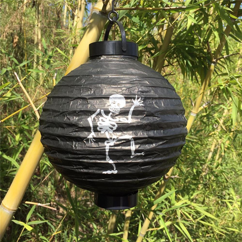 6 Pcs Halloween Decorations Paper Lanterns With LED Light Bats Spiders Skeleton Castle