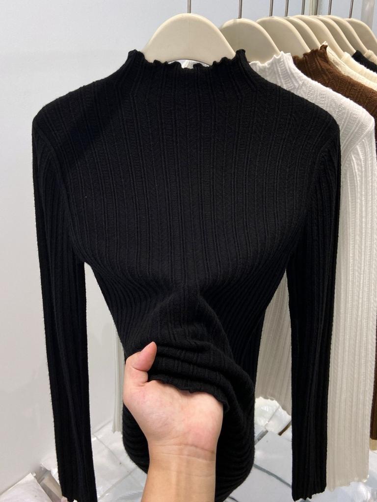 Внутренний темперамент полуводолазка облегающий трикотажный свитер с длинным рукавом женский зимний универсальный повседневный свитер-основа