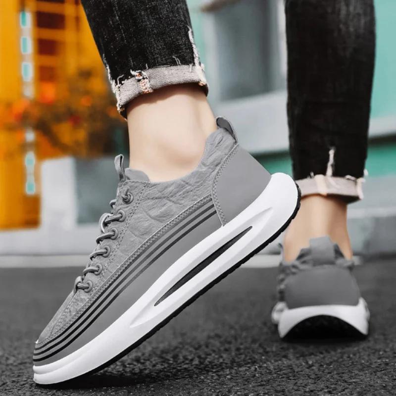 Мужские мокасины на толстой подошве, летние удобные дышащие мужские повседневные спортивные туфли, модная роскошная вулканизированная обувь с крокодиловым узором