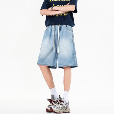 Летние джинсы из ледяного шелка для тенниса, новые, свободные, прямые, с эластичной талией и кружевом, средней длины