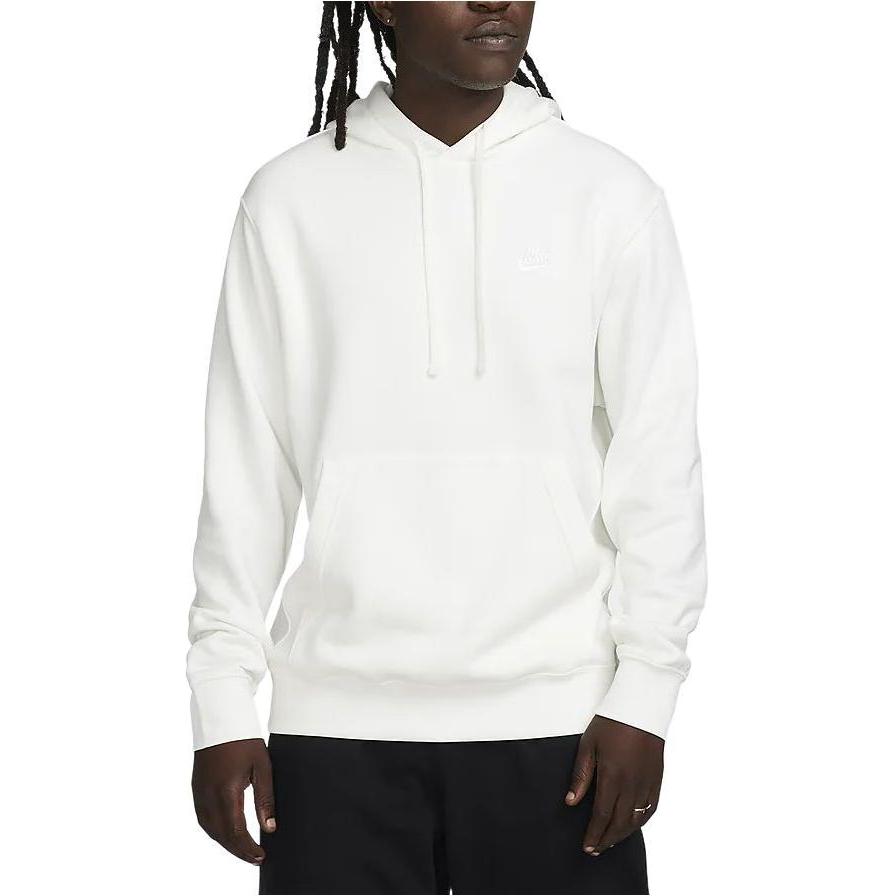 Nike Спортивная толстовка с капюшоном Club Fleece, однотонная, на флисовой подкладке, повседневная, мужская, цвет Sail White, BV2655-134