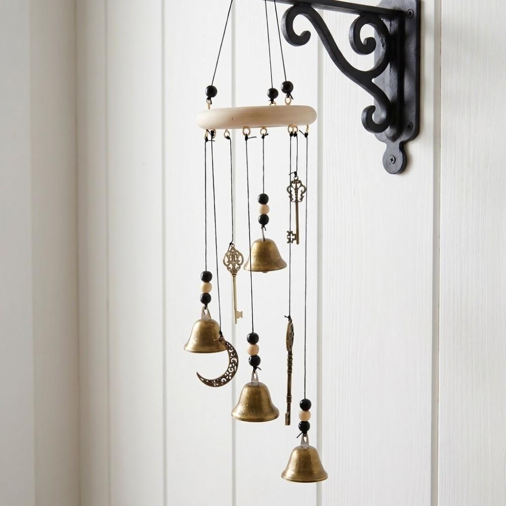 Wooden Wood Witch Wind Chime Key Star Bell Bell Crafts Ornaments Home Garden Courtyard