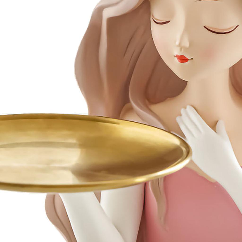 Entrance Storage Decoration Girl Sculptures Porch Decor Tray for Living Study Bedroom Bowknot Girl