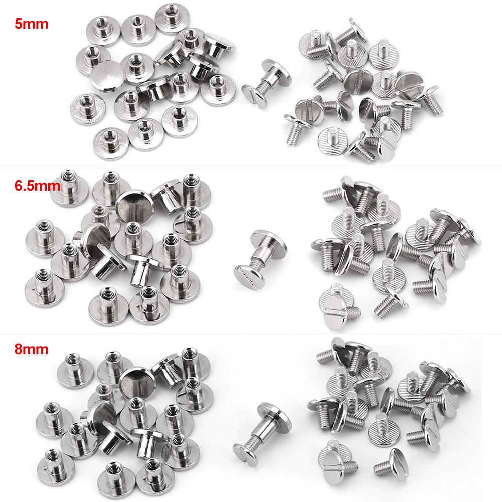 20Pcs/set Brass Threaded Flat Nut Nail Rivets Screws Leather Craft Repair Supplies