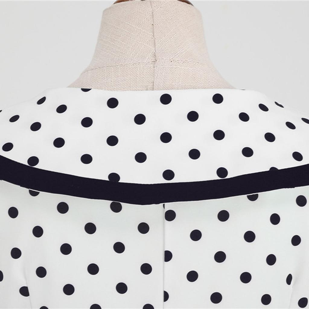 Women's Fashion Lapel Vintage Polka Dot Print Maxi Dress With Belt