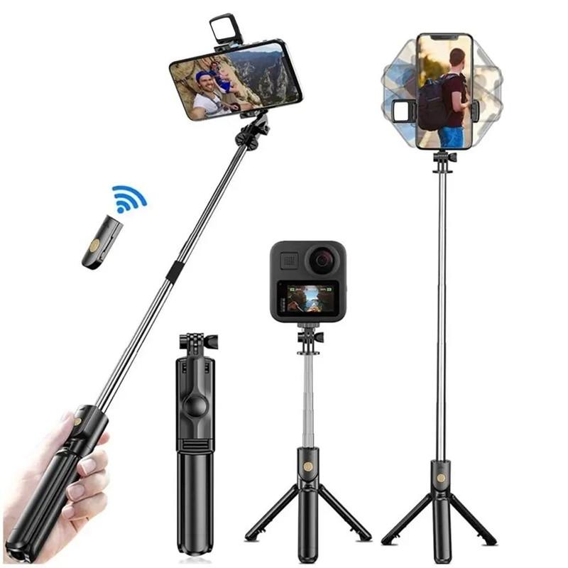 Roreta Wireless Tripod Stand Selfie Stick with Light Bluetooth Remote Control Extendable for iPhone Cellphone Tiktok Live Stream 7