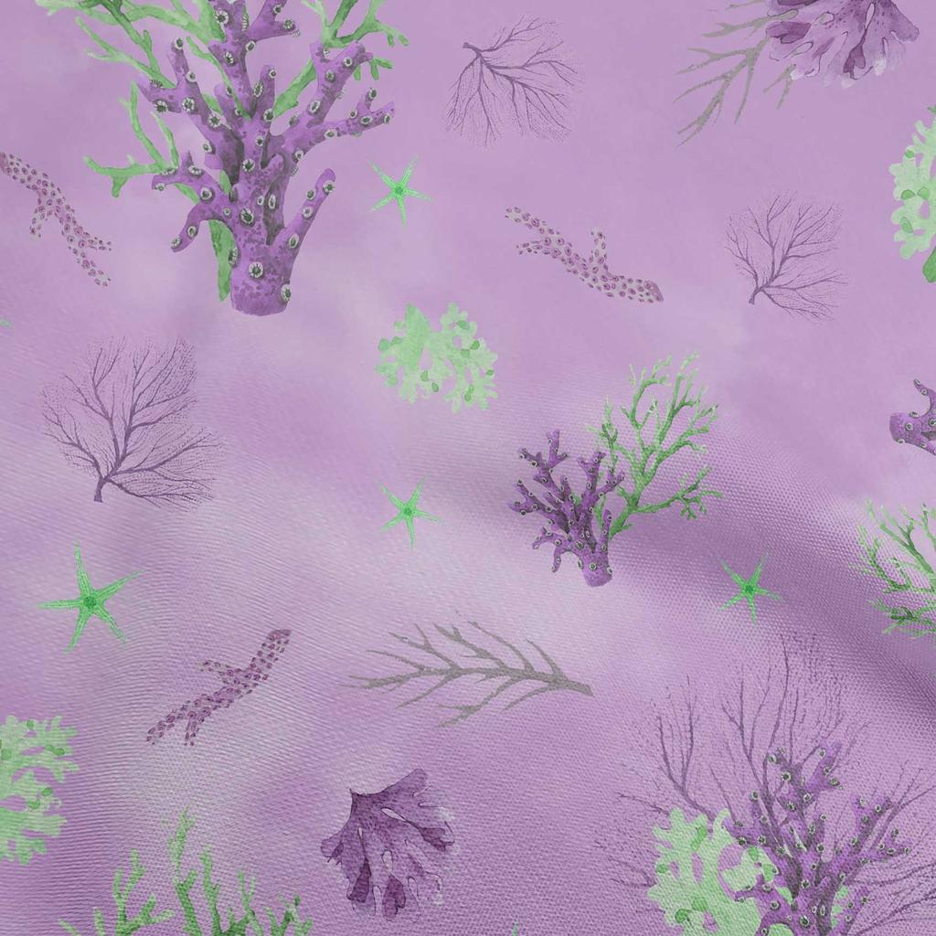 oneOone Cotton Flex Bluish Violet Fabric Sea Corals Quilting Supplies Print Sewing Fabric By The Yard 40 Inch